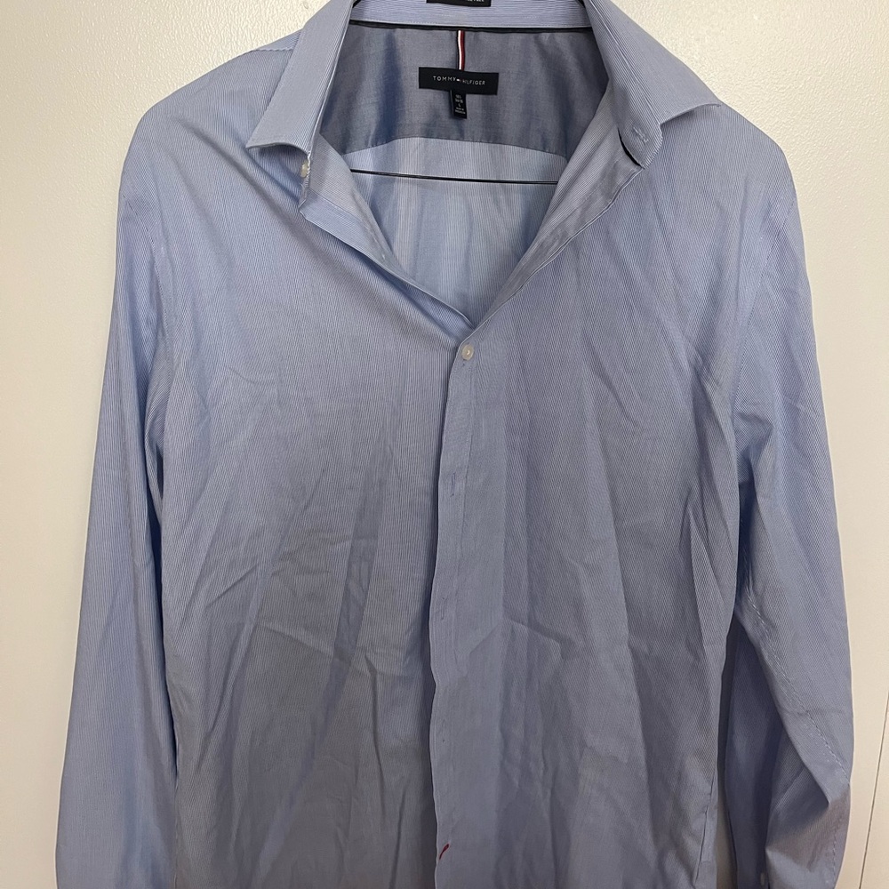 Tommy Hilfiger Blue Dress Shirt Classic Style